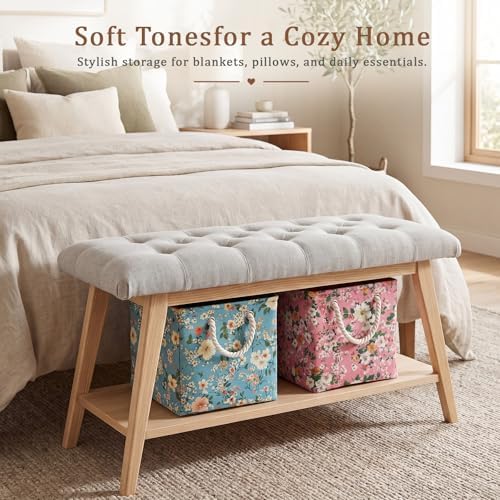6 Pack Boho Floral Storage Bins 6 Pack, 11 Inch Cube Fabric Storage Baskets - Image 5
