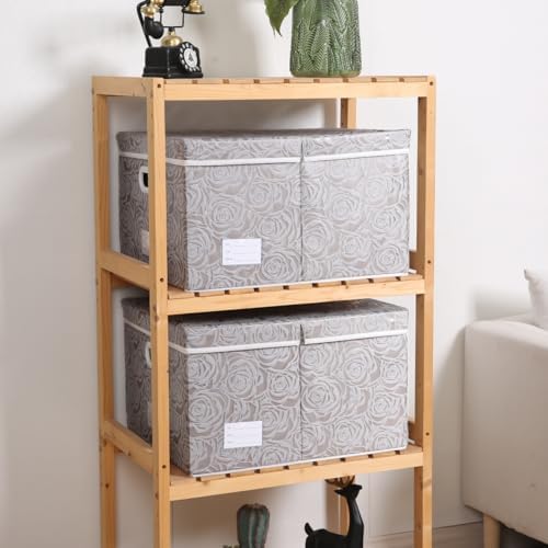 PRANDOM Jumbo Collapsible Storage Boxes with Lids Fabric Decorative Storage Bins Cubes Organizer Baskets with Cover Handles Divider for Bedroom Closet Living Room 23.2x15.7x11.8 Inch 3 Pack - Image 2