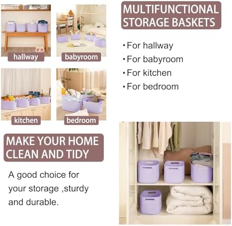 OIAHOMY 4 Pack Storage Baskets for Organizing 15L Cube Storage Bins Purple - Image 6