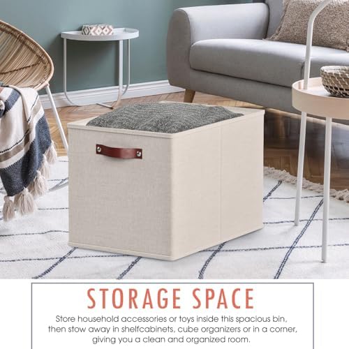 Ornavo Home 13x15x13 Foldable Fabric Storage Cube Bins, 6 Pack, Beige - Image 5