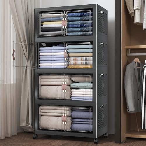 UAMFURI 480QT Stackable Storage Bins with Lids, Doors & Wheels by UAMFURIDirect