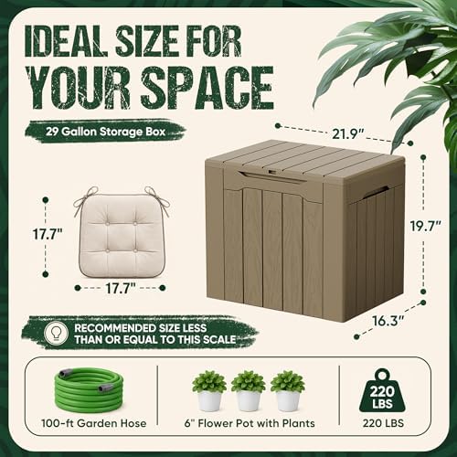 Devoko 29 Gallon Deck Box, Waterproof Resin Outdoor Storage Box - Image 6