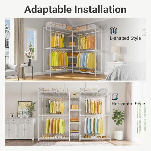 VIPEK X3 Expandable Heavy Duty Clothes Rack Closet Organizer System White - Image 3