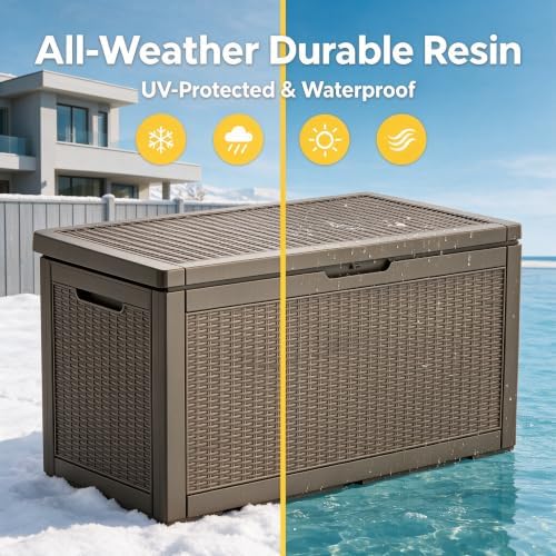 130 Gallon Deck Box,Lockable Outdoor Storage Box Gas Lift,Waterproof,Grey - Image 5