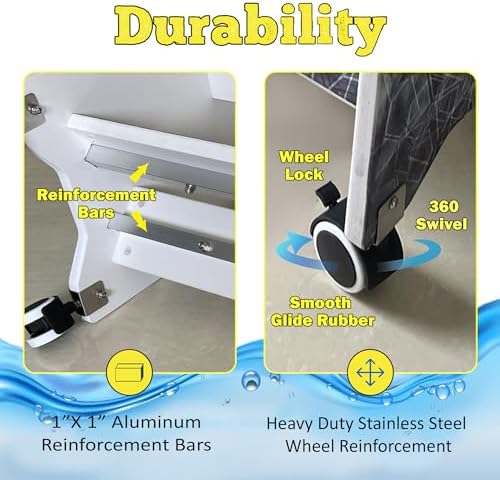 Rush Creek Creations Reel Salty Offshore and Inshore Waterproof Marine Grade 16 Rolling Fishing Rod Holder Dock/Garage Storage Rack, Gray/White, 29.8" L x 11.6" W x 30.9" H - Image 3