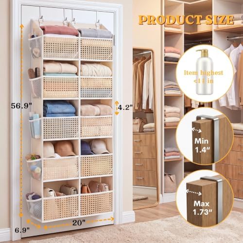 Over The Door Organizer 5 Tiers, Extra Large Behind Door Storage of 10 Compartments, 80 lbs Weight Capacity Hanging Storage Organizer with Clear Window Kids Toys, Shoes,Diapers, Braided Style - Image 5