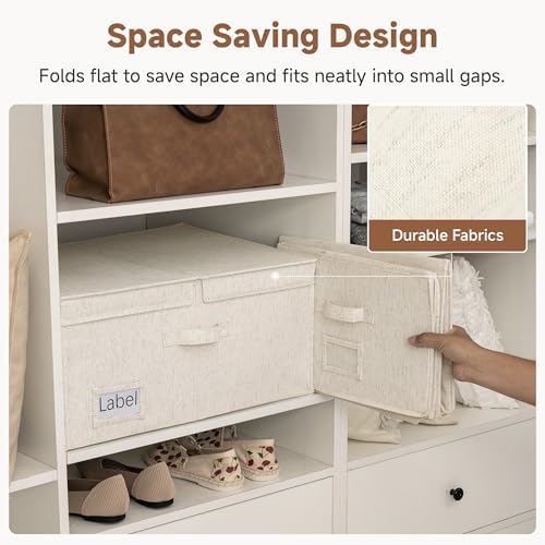 StorageWorks Large Decorative Storage Boxes with Lids, Rustic Linen - Image 7
