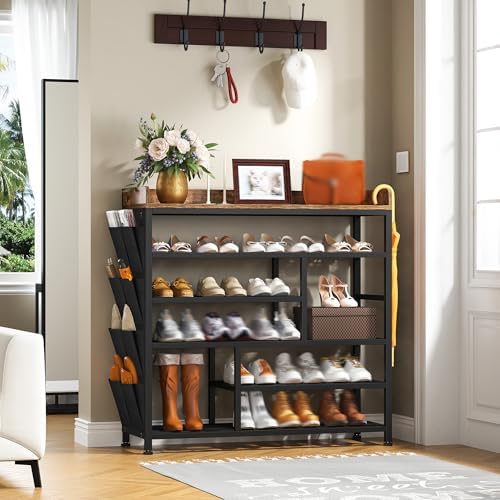 EnHomee 6‑Tier Shoe Rack for Entryway, Holds 24 Pairs, Tall Boot Section - Image 2