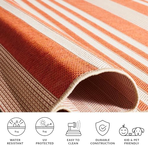 SAFAVIEH Washable Rug Outdoor Courtyard Collection - 10' x 14', Terracotta & Beige, Non-Shedding & Easy Cleaning, Ideal for Patio, Backyard, Mudroom (CY6062-241) - Image 7