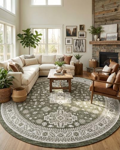 Rugs.com - Outdoor Aztec Rug – 13 Ft Round Green Indoor/Outdoor Rug – Washable, Stain-Resistant, Perfect for Patios and Decks - Image 5