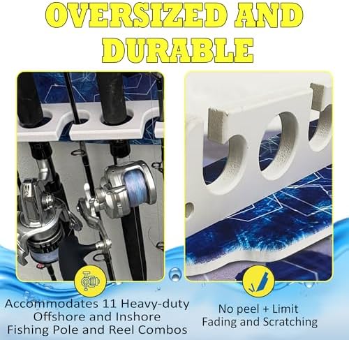 Rush Creek Creations Reel Salty Waterproof Offshore/Inshore Fishing Rod Holder for 11 Saltwater Poles + Gear & Accessories Perfect for Garage & Wall Storage - Image 5
