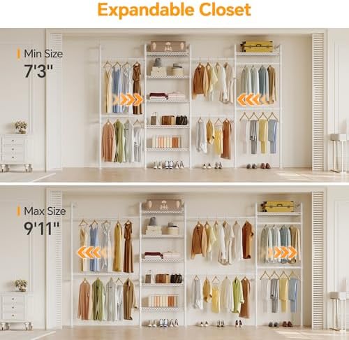 Higeego W4 Wall Mounted Clothes Rack, Industrial Pipe Clothing Rack, White - Image 2