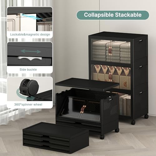 UAMFURI 144QT Lockable Plastic Storage Bins, 3 Pack Collapsible Cabinets - Image 3