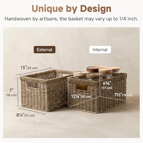 StorageWorks Wicker Baskets for Storage, Seagrass Storage Baskets, 2-Pack - Image 3