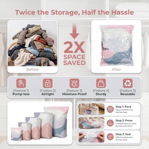 No Pump Vacuum Storage Bags, 3D Large Capacity Compression Bags for Storage, Space Saver Bags for Comforters, Blankets, Bedding and Clothes - Image 7