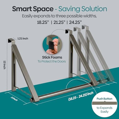 HOLDN’ STORAGE Over The Door Hanger Rack Foldable, Satin Nickel - Image 3