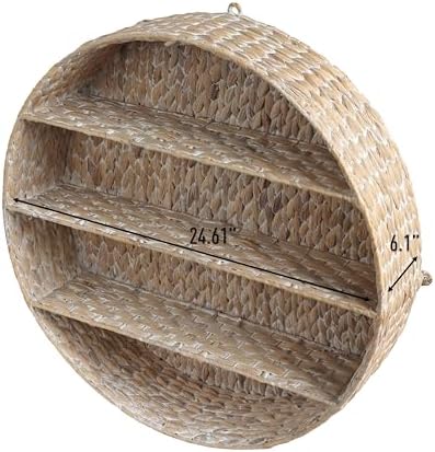 happimess Annulus 3-Shelf Circular Hyacinth Wall Rack 24.6", White Wash - Image 3