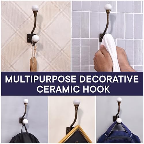 Indian Shelf 6 Piece White Double Wall Hooks for Bags Coats & Towel - Image 5