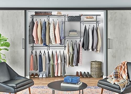 ClosetMaid ShelfTrack Wire Closet Organizer System, Adjustable from 5 to 8 Ft., With Shelves, Clothes Rods, Hardware, Durable Steel, Satin Chrome - Image 3