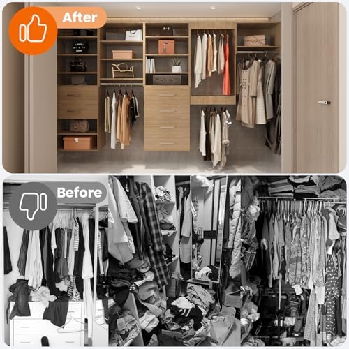ROOMTEC 25.5" Double Hanging Closet Unit, Modular Closet System with Hanging Rod, Wardrobe Organizer for Bedroom or Walk-in Closet, Wall Mounted, Customizable Clothes Storage Unit, Wood - Image 6