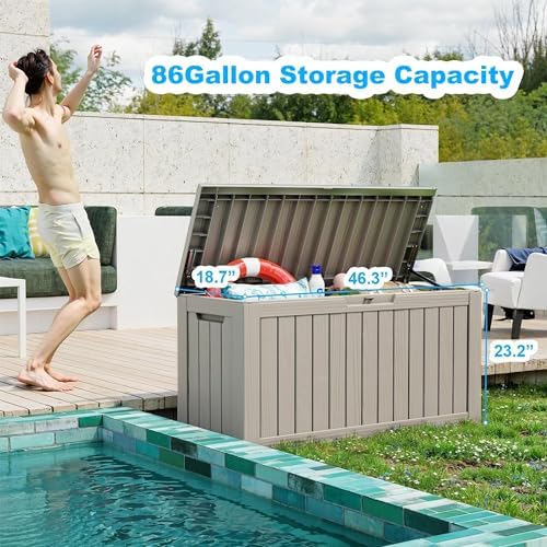 Vixzen 80 Gallon Deck Boxes Outdoor Waterproof, Resin Lockable Storage Box for Patio Cushions Storage Furniture, Garden Tools, Pool Supplies, Weatherproof and UV Resistant (Grey, 80 Gallon) - Image 7