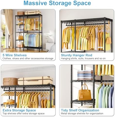 Ulif F2 Clothes Rack, 5 Tiers Heavy Duty Garment Rack for Bedroom - Image 5