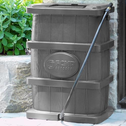 FCMP Outdoor Slim Line Design Rain Barrel, 45 Gallon, Grey - Image 4
