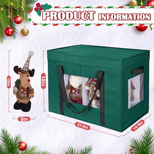 Christmas Figurine Storage Box, 24”x18”x15” Ornament Storage Box, 2025 UpgradeNutcracker Storage Box, Figurine Storage with Dividers, Adjustable Extent Area for Figurines and Pocket, Green - Image 5