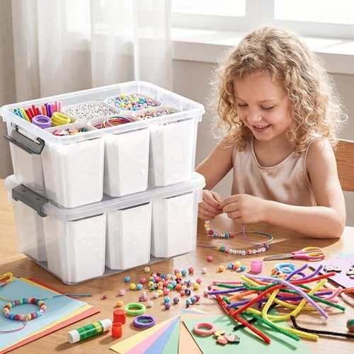Citylife 17QT 2-Pack Clear Storage Bins with Lid 6 inserts Stackable - Image 3