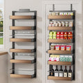 POKIPO 6 Tier Over The Door Pantry Organizer, 2-in-1 Door Hanging or Wall Mounted Spice Rack, Large Heavy Duty Pantry Door Storage Seasoning Shelves with Adjustable Basket for Kitchen Bathroom Closet by POKIPO