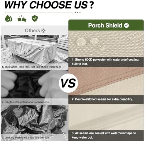 Porch Shield Waterproof Square Patio Table Cover 96 x 96 inch - Image 3