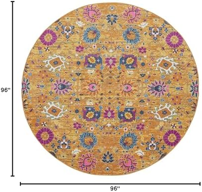 Nourison Home Passion Sunburst 8' x Round Area Rug, Boho, Moroccan, Bed Room, Living Room, Dining Room, Kitchen, Easy Clean, Non Shedding, (8' Round) - Image 2