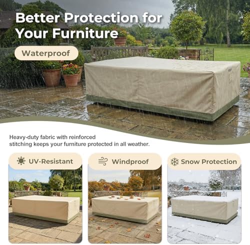 BPS Patio Furniture Cover for Outdoor Table and Chairs, 600D Waterproof and Anti-UV Patio Sectional Set Cover for Outside General Purpose Furniture, 126''L x 88''W x 32''H - Image 6