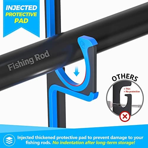 PLUSINNO H5 Horizontal Fishing Rod/Pole Holders for Garage, Wall Ceiling Mounted Fishing Rod Holder, Aviation Aluminum Fishing rod rack Holds up to 5/10/20 Rod or Combos Fishing Gear and Gifts for Men - Image 3
