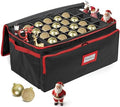 Premium Christmas Ornament Storage Box – Holds up to 72-3” Ornaments + 6 Side Slots for Figurines & Nutcrackers – Holiday Decoration Organizer – Durable 600D Black Canvas by HOLDN%E2%80%99STORAGE