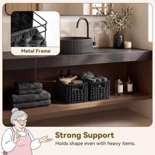 GRANNY SAYS Black Wicker Basket,Decorative Woven Baskets for Storage,2-Pack - Image 2