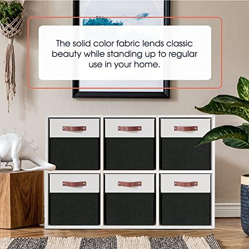 Ornavo Home 13x15x13 Foldable Fabric Storage Cube Bins, 6 Pack, White/Black - Image 2