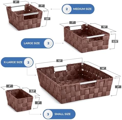 Sorbus Baskets for Organizing, Woven Storage Set (Set of 9, Chocolate) - Image 3