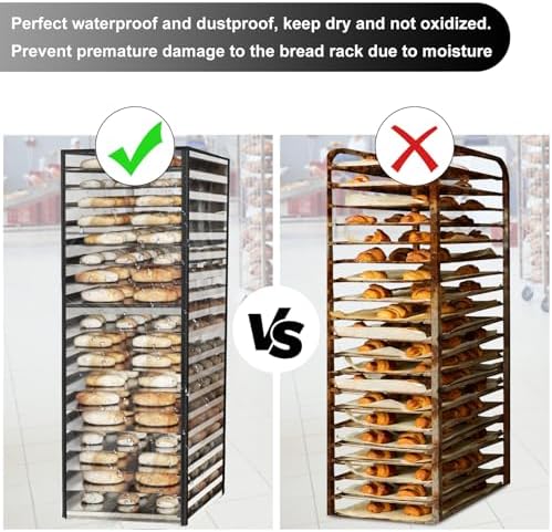 Commercial Bread Rack Cover Speed Rack Cover with Zipper, 20tier Sheet Pan Rack Cover Bun Pan Rack Cover with Vents ，23"X28"X64" Kitchen Brkery Rack Cover Waterproof - Image 4
