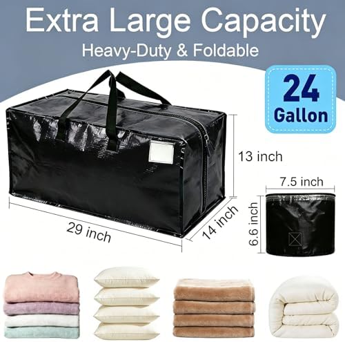 12 Pack Heavy Duty Moving Bags Extra Large Packing Bags, Black - Image 2