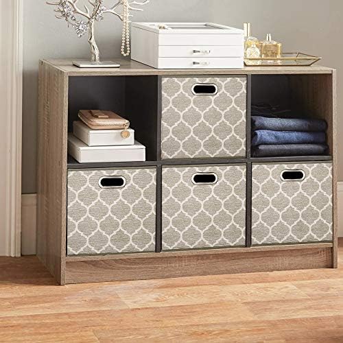 Storage Cubes Bins Fabric 13x13 Inch Brown Storage Boxes Foldable Storage Baskets Printed Cloth Collasible Storage Inserts Cube for Organizing ,QY-SC01-6 - Image 6
