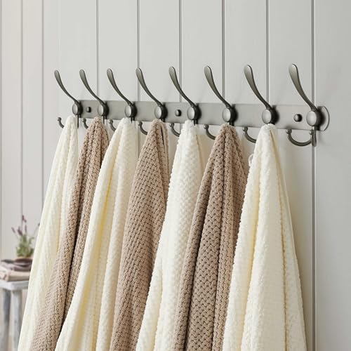 Dseap Coat Rack Wall Mount - 29.5” Long 8-Tri-Hooks Heavy Duty Coat Hanger Rail Wall Hooks for Hanging Coats Hats Clothing Clothes Purse Mudroom Entryway, Gray, Pack of 2 - Image 4