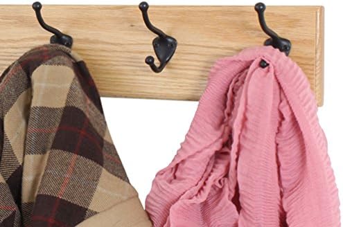 PegandRail Oak Wall Mounted Coat Rack with Bronze Hooks (Natural, 42" x 4.5" with 8 Hooks) - Image 3