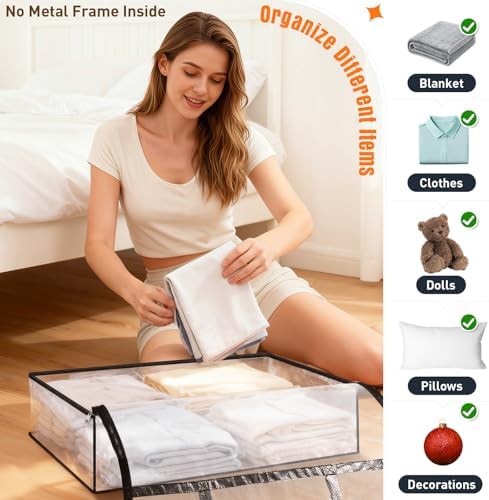 8 Packs 90L Clear Under Bed Storage Containers, Large Clothes Storage Bags - Image 5