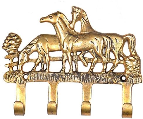 Indian Shelf Brass Horse Wall Hooks for Keys Coats & Bags -2 Piece by IndianShelf