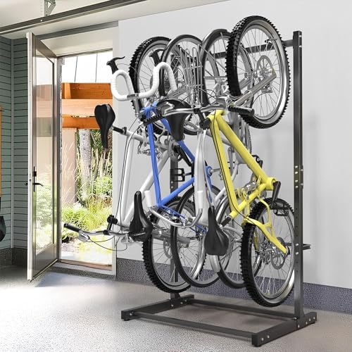 WALMANN Freestanding Bike Stand for 4 Bikes Garage, Vertical Bike Storage - Image 2