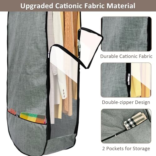 4PCS Garment Bags for Hanging Clothes,Chakera Large Breathable Garment Bag for Closet Storage with 10”Gusseted,Clear Clothing Storage Garment Cover for Dress Sweater with Double Zipper,Grey - Image 4