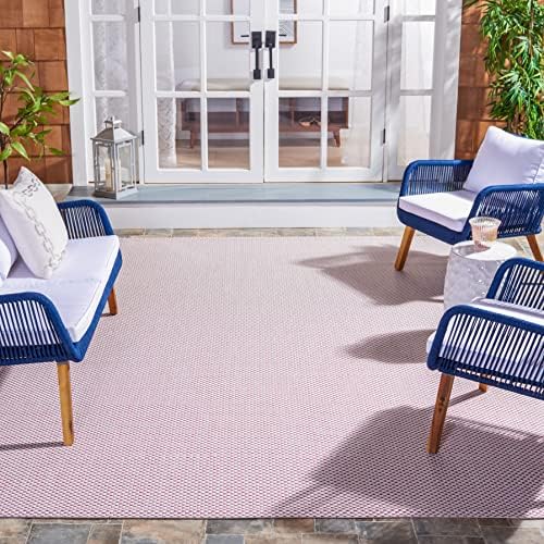 SAFAVIEH Washable Rug Outdoor Courtyard Collection - 6'7" Square, Ivory & Pink, Non-Shedding & Easy Cleaning, Ideal for Patio, Backyard, Mudroom (CY8521-53812) by Unknown
