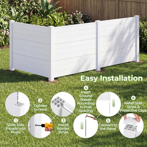 GIANTEX No-Dig Air Conditioner Fence, 3 Panels, 48''W x 36''H, White - Image 6