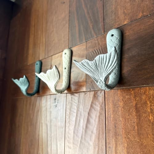 Zeckos Set of 3 Mermaid Tail Wall Hooks, Cast Iron, 5 Inch High - Image 6